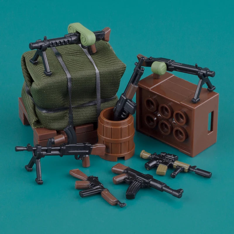 WW2 Military Soldier Accessories Weapons Building Blocks German USA Soviet Gun Mini Models 98k PPSH BAR Bricks Toys Kids Gift
