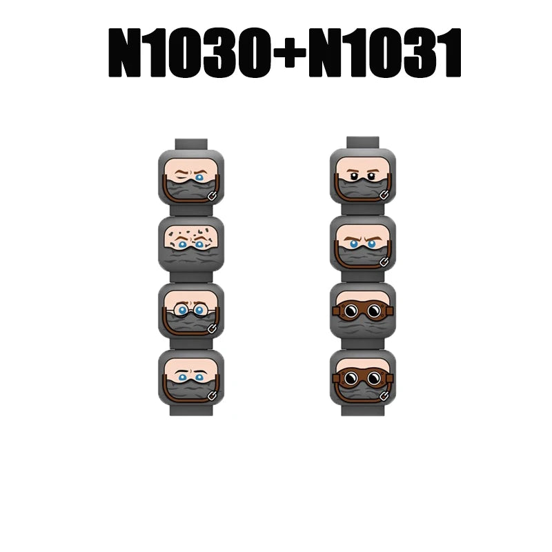 MOC City Expression Series Building Blocks Movie Soldier Figures Injured Hero Man Head Headwear Accessories Halloween Toys Gifts