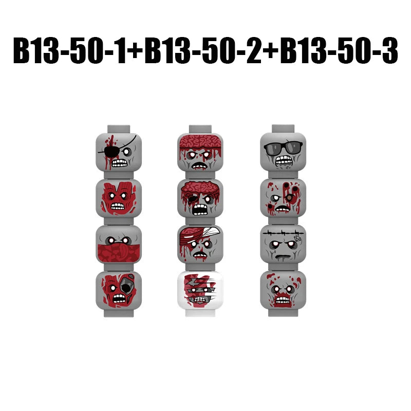 MOC City Expression Series Building Blocks Movie Soldier Figures Injured Hero Man Head Headwear Accessories Halloween Toys Gifts