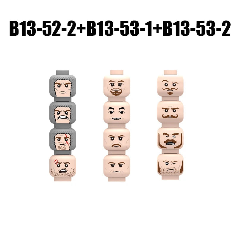 MOC City Expression Series Building Blocks Movie Soldier Figures Injured Hero Man Head Headwear Accessories Halloween Toys Gifts