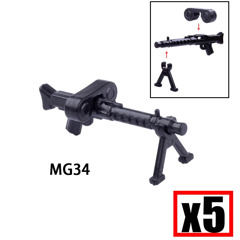 WW2 Military Soldier Accessories Weapons Building Blocks German USA Soviet Gun Mini Models 98k PPSH BAR Bricks Toys Kids Gift