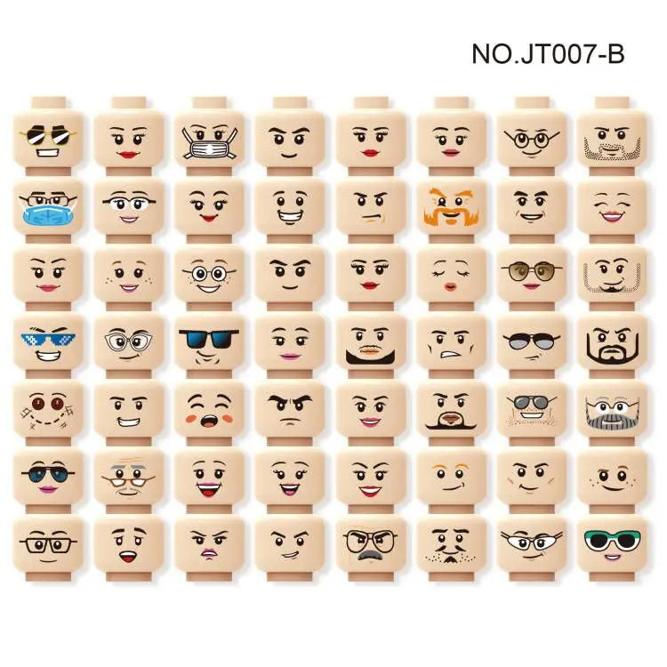 MOC City Expression Series Building Blocks Movie Soldier Figures Injured Hero Man Head Headwear Accessories Halloween Toys Gifts
