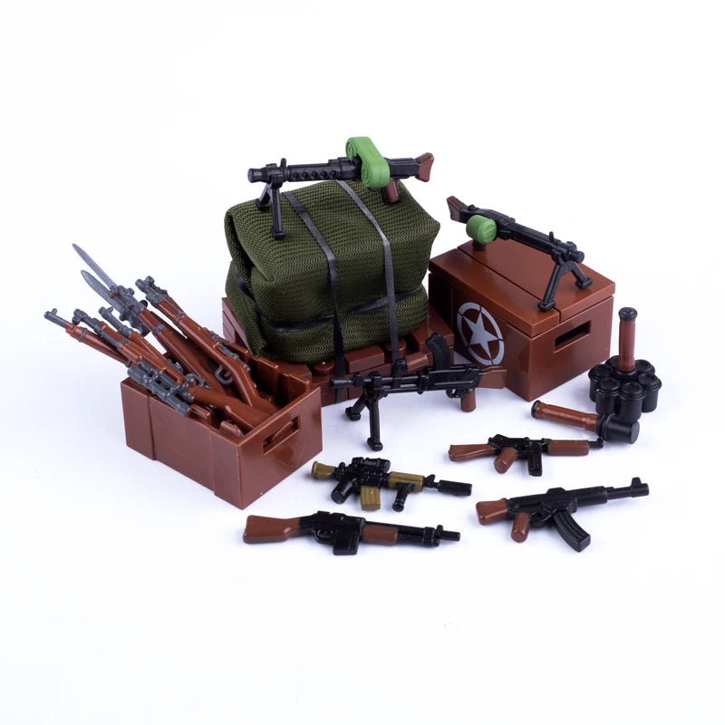 WW2 Military Soldier Accessories Weapons Building Blocks German USA Soviet Gun Mini Models 98k PPSH BAR Bricks Toys Kids Gift