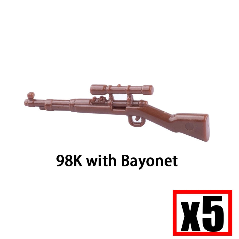 WW2 Military Soldier Accessories Weapons Building Blocks German USA Soviet Gun Mini Models 98k PPSH BAR Bricks Toys Kids Gift