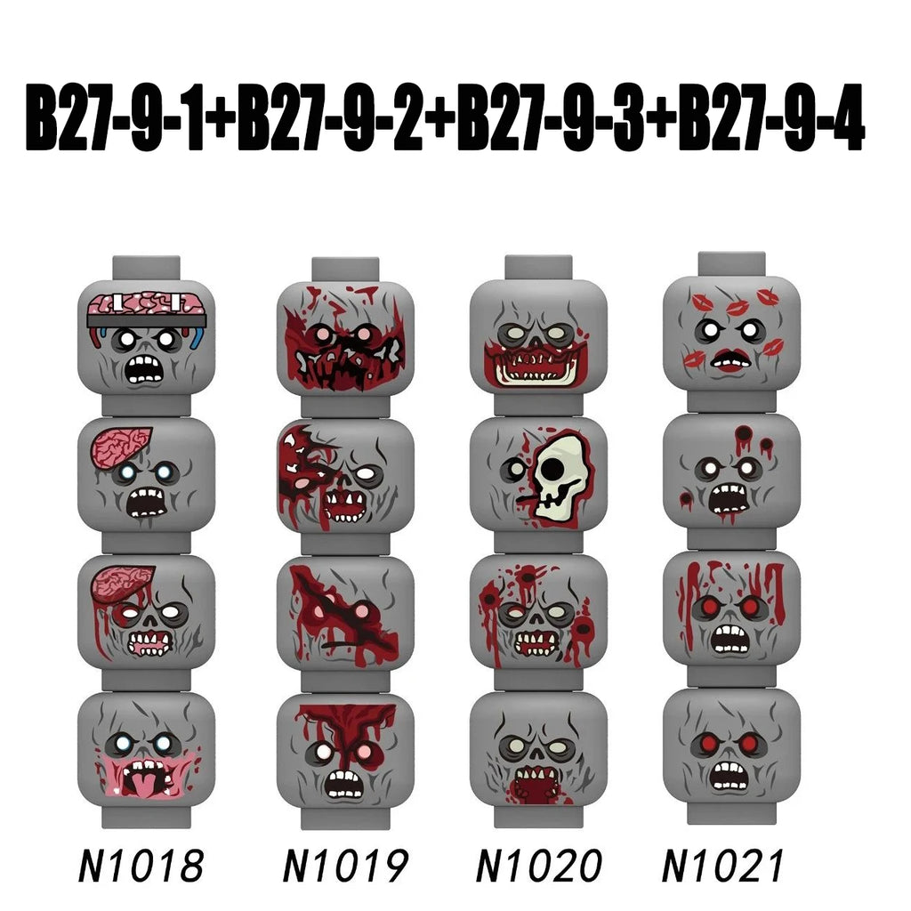 MOC City Expression Series Building Blocks Movie Soldier Figures Injured Hero Man Head Headwear Accessories Halloween Toys Gifts