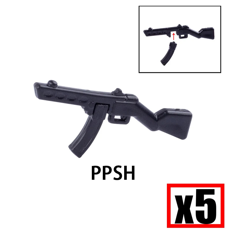 WW2 Military Soldier Accessories Weapons Building Blocks German USA Soviet Gun Mini Models 98k PPSH BAR Bricks Toys Kids Gift