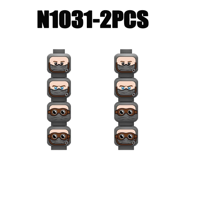 MOC City Expression Series Building Blocks Movie Soldier Figures Injured Hero Man Head Headwear Accessories Halloween Toys Gifts